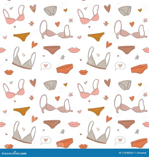 Women`s Underwear Lingerie Bras And Panties Seamless Pattern Background