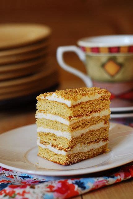 Honey cake (Russian Medovik Tort), with cooked-flour frosting, from ...