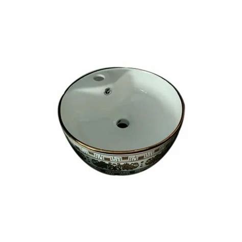 Ceramic Printed Designer Round Table Top Washbasin For Bathroom Home