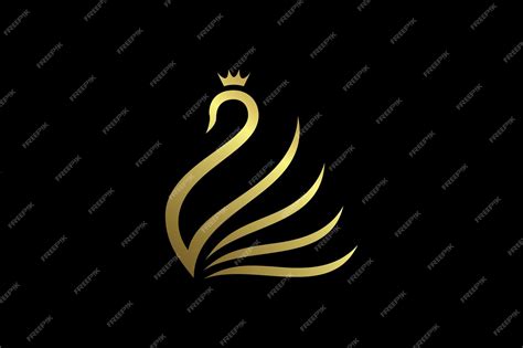 Premium Vector Crowned Golden Swan Outline Logo Illustration