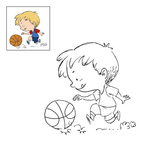 Niño jugando a baloncesto dibujo para colorear Dibustock