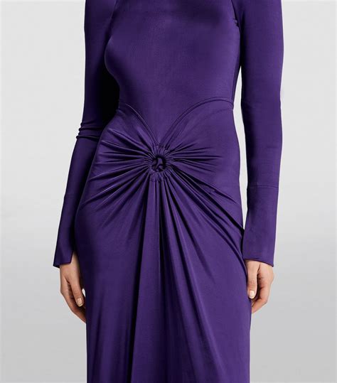 Womens Victoria Beckham Purple Gathered Long Sleeve Midi Dress Harrods Uk