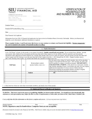 Fillable Online Fao Siu Verification Of Household Size And Number In