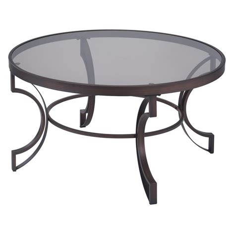 Coaster Fairhaven Round Glass Top Coffee Table in Bronze | Bronze ...