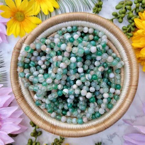 Green Flower Agate Bracelet • The Green Crystal