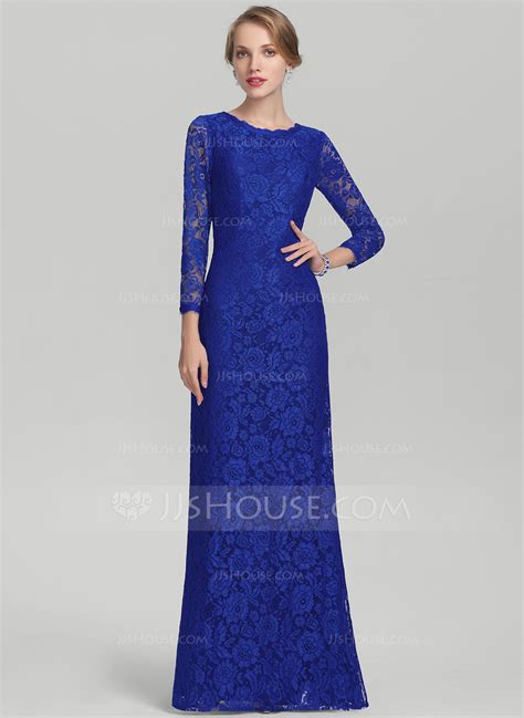 Sheath Column Scoop Neck Floor Length Lace Evening Dress 271194462