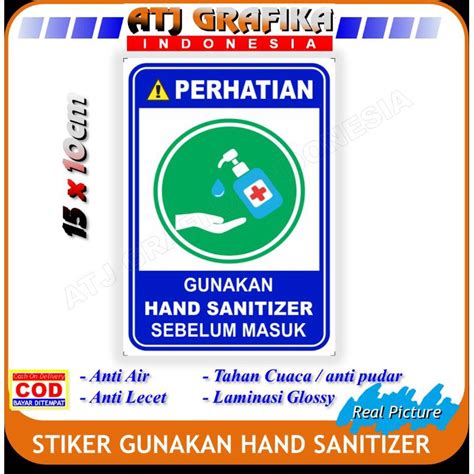 Jual Stiker Wajib Pakai Hand Sanitizer Sticker Cuci Tangan Sabun