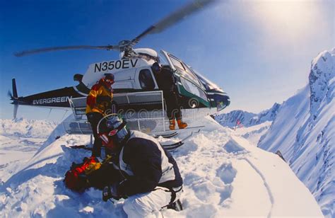 Heli Skiing In The Chugach Mountains Of Alaska Editorial Photography