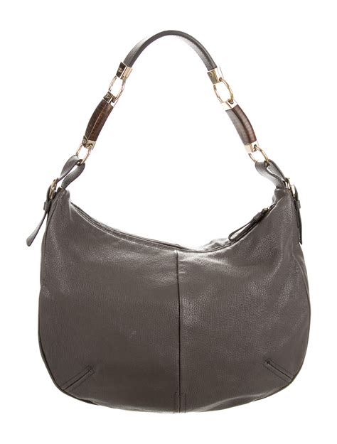 Sergio Rossi Grey Leather Hobo Handbags Ser26422 The Realreal