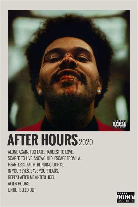 Alternative Minimalist Music Album Polaroid Poster After Hours Album