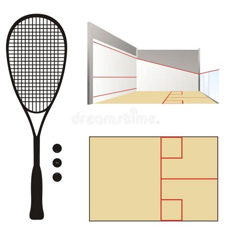 Squash Court And Racket Stock Vector Illustration Of Sport 65654512