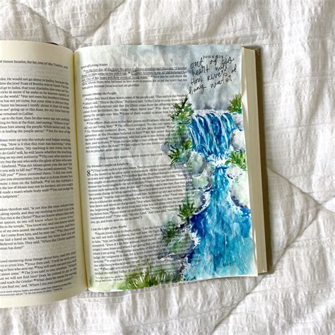 Watercolor Waterfall Bible Journaling Tutorial Free Printable