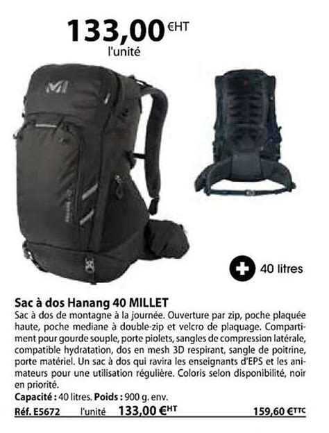 Promo Sac à Dos Hanang 40 Millet chez Casal Sport iCatalogue fr