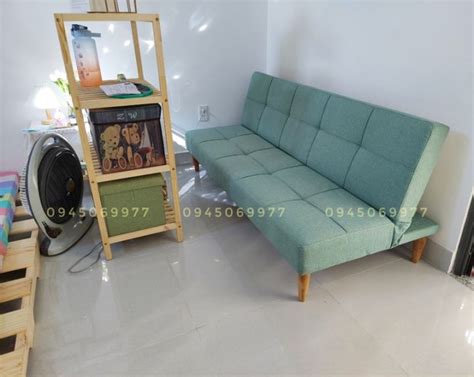 Ghế Sofa Bed Dài 1m5 Màu Xanh Ngọc Vải Bố Lazadavn