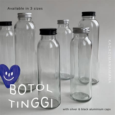 Jual Botol Kaca Tinggi Bulat Botol Juice Kopi Madu Ml Black