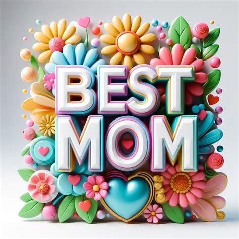 Premium Vector 3d Best Mom Lettering Mothers Day Conc