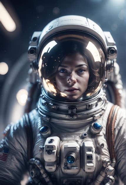 Premium Photo | Woman in astronaut helmet in outer space space ...