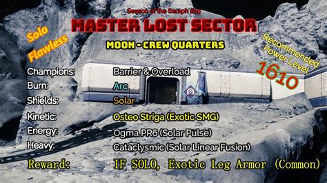 Destiny 2 Master Lost Sector Moon K1 Crew Quarters On My Warlock