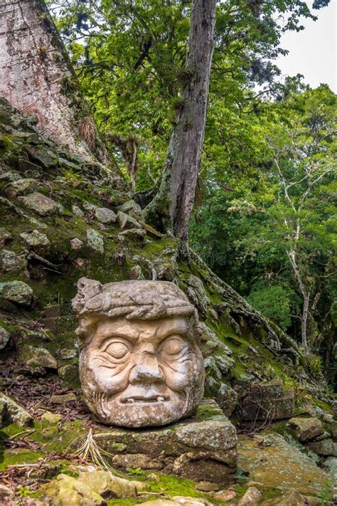 Piedra Maya De La Cara Que Talla El Sitio Arqueol Gico Honduras De