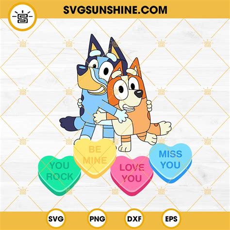 Bluey And Bingo Hugging Heart Svg Bluey Valentine Svg Bluey And Bingo