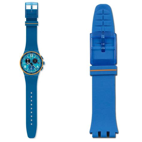 Blue Strap Band For Swatch Chronograph Capanno Susn Mm In Silicon