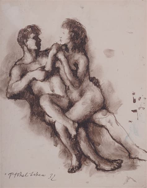 Pavel Tchelitchew Two Seated Nude Figures