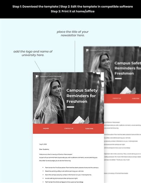 University Safety Newsletter Template In Psd Word Pages Html5 Download