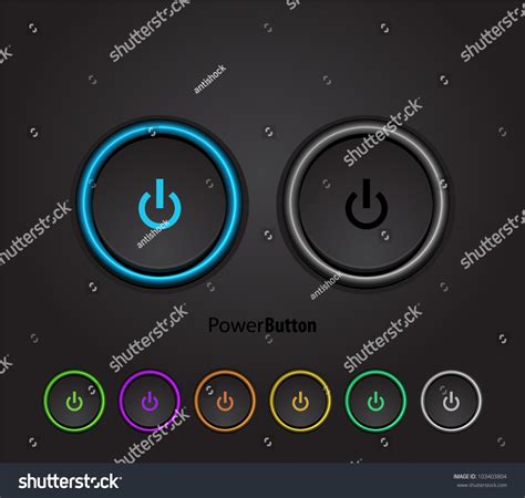 Black Power Buttons With Led Light Stock Vector Illustration 103403804