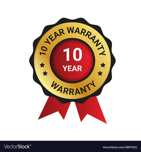 10 Year Warranty Badge Label Extended Royalty Free Vector