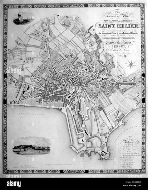 Map of St Helier 1834 Stock Photo - Alamy