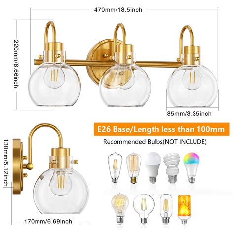 Light Vanity Light Brushed Brass Bathroom Light Fixtures Farmhouse