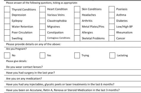 Beauty/Aesthetic client consultation form template - LSBM London | Beauty Therapy & Make-up Courses