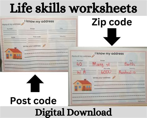 Life Skills Worksheets for Kid's, Printable Worksheets, I Can Write My Name, I Know My Address ...