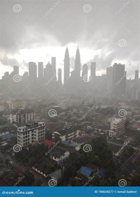 Kuala Lumpur Skyline during Heavy Rain Stock Image - Image of heavy