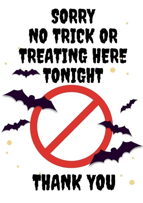 No Trick Or Treating Sign Free Halloween Printables Skint Dad