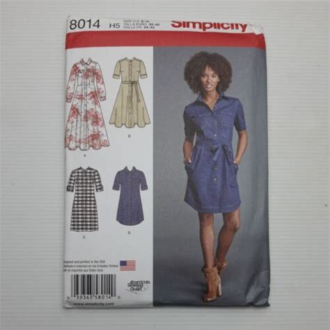 Simplicity Sewing Pattern 8014 Misses Shirt Dress 6 14 New Sewing