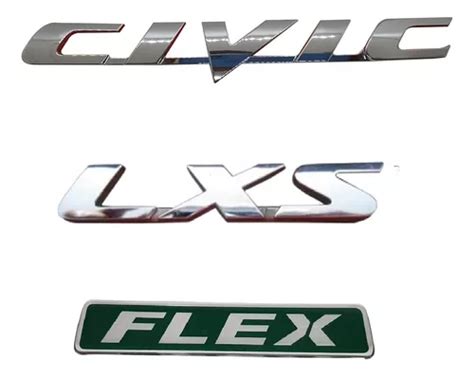 Emblemas Civic Lxs Flex Mala New Honda 2007 A 2011 kit 3 Pç Frete grátis