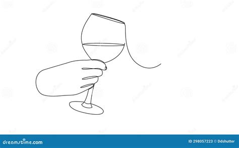 Self Drawing Simple Animation Of Hands Cheering With Glasses Of Wine