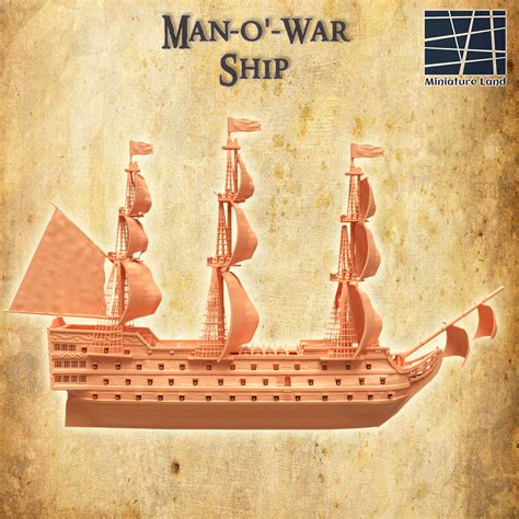 3D File Man O War Ship 28 MM Tabletop Terrain 3D Printer Design To