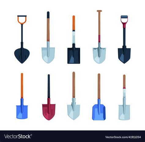 Shovel for gardening different types of shovels Vector Image