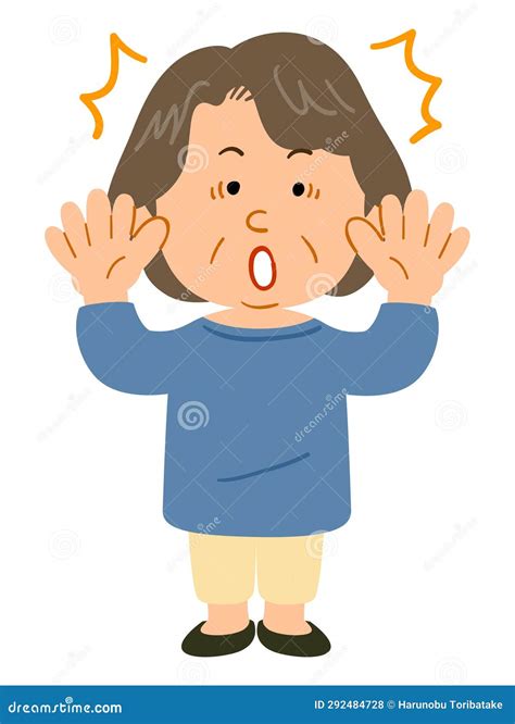 Surprising Senior Woman Wearing A Blue Cut-sew, Full Body Vector