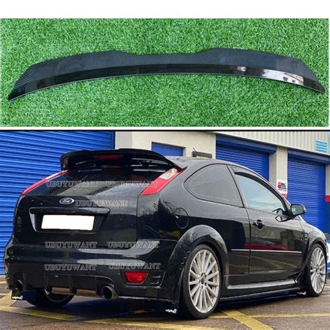 Preto Fibra De Carbono Olhar Carro Traseiro Telhado Lábio Spoiler Para Ford Focus Mk2 St 2004