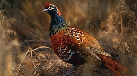 Colorful Pheasant Standing In Some Tall Grass Background Pheasant Bird