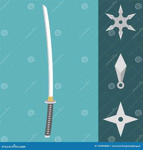 Katana and shuriken stock vector. Illustration of sign - 104904800