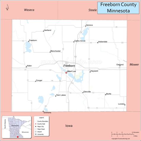 Map of Freeborn County, Minnesota - Thong Thai Real