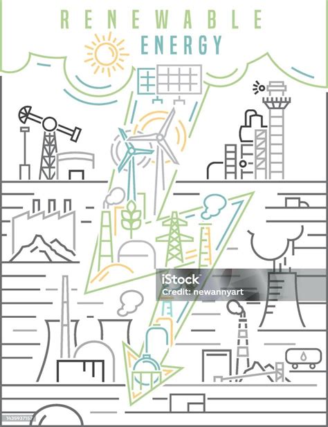 Renewable Sustainable Energy Vertical Poster Vector Illustration Stock