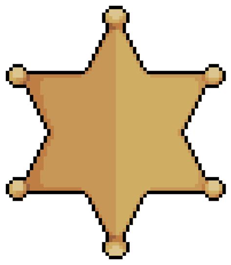 Pixel art golden star, six pointed star, badge vector icon for 8bit ...