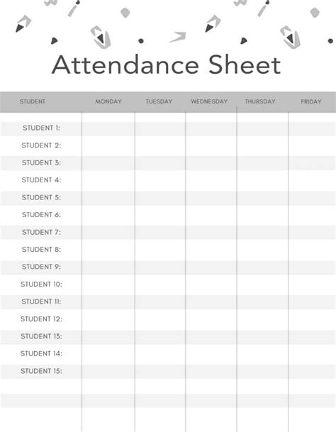 Printable Attendance Sheet Free Download And Print For You