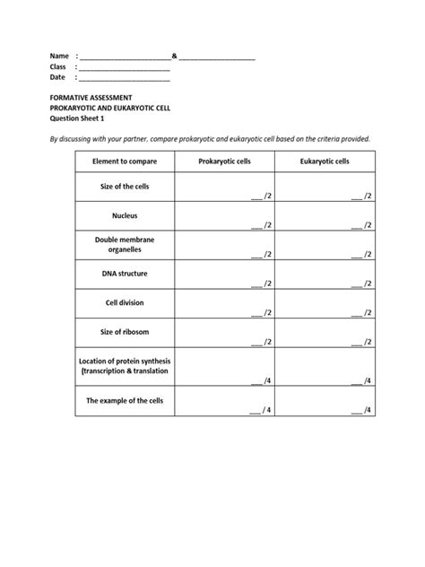 Formative Assessment Biology Prokaryote Cell Biology