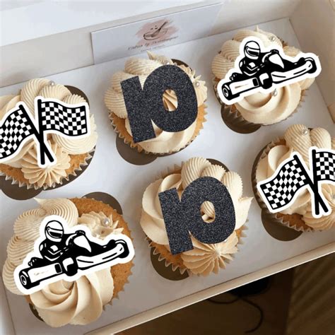 Go Kart Themed Cupcake Toppers Pack Of 6 Etsy